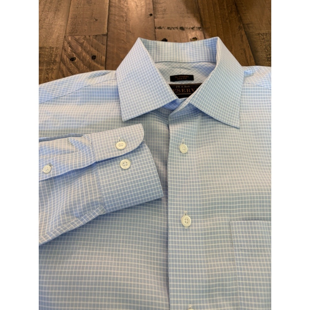 Jos A Bank Reserve Men Windowpane Slim Fit Button Up 15.5/32 Egyptian Cotton